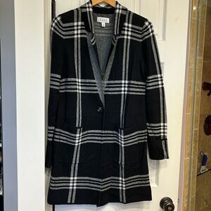 Black Window Pane Plaid Duster Sweater